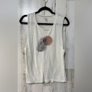 Vuori White Muscle Tee with Black and Brown Graphic